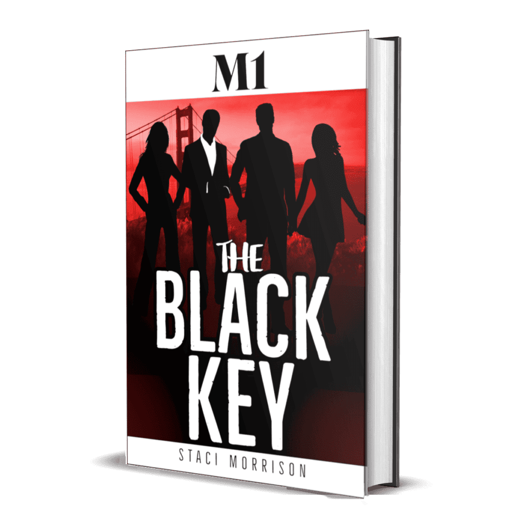 M1 the black key cover, shadow figures in front of golden gate bridge